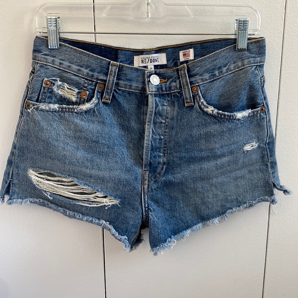 RE/DONE distressed denim shorts
